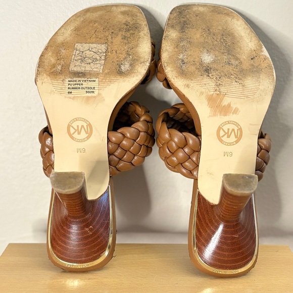 Michael Kors Cognac Brown Braided 3” Heeled Sandals - Picture 14 of 16